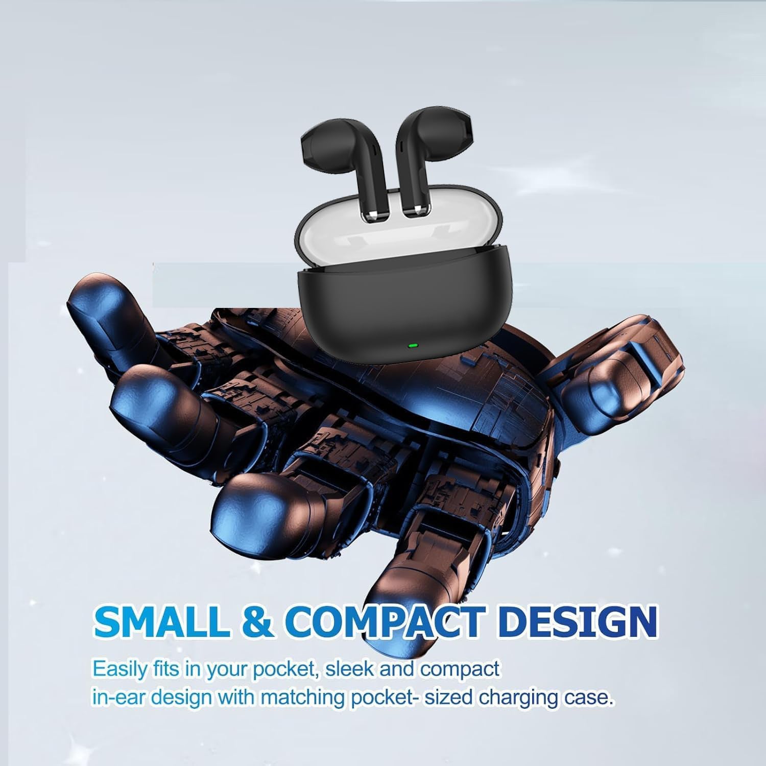 Wireless Headset Bluetooth 5.0 Headphones Stereo Twin Earbuds BT-VDBT030 In blue – view 4