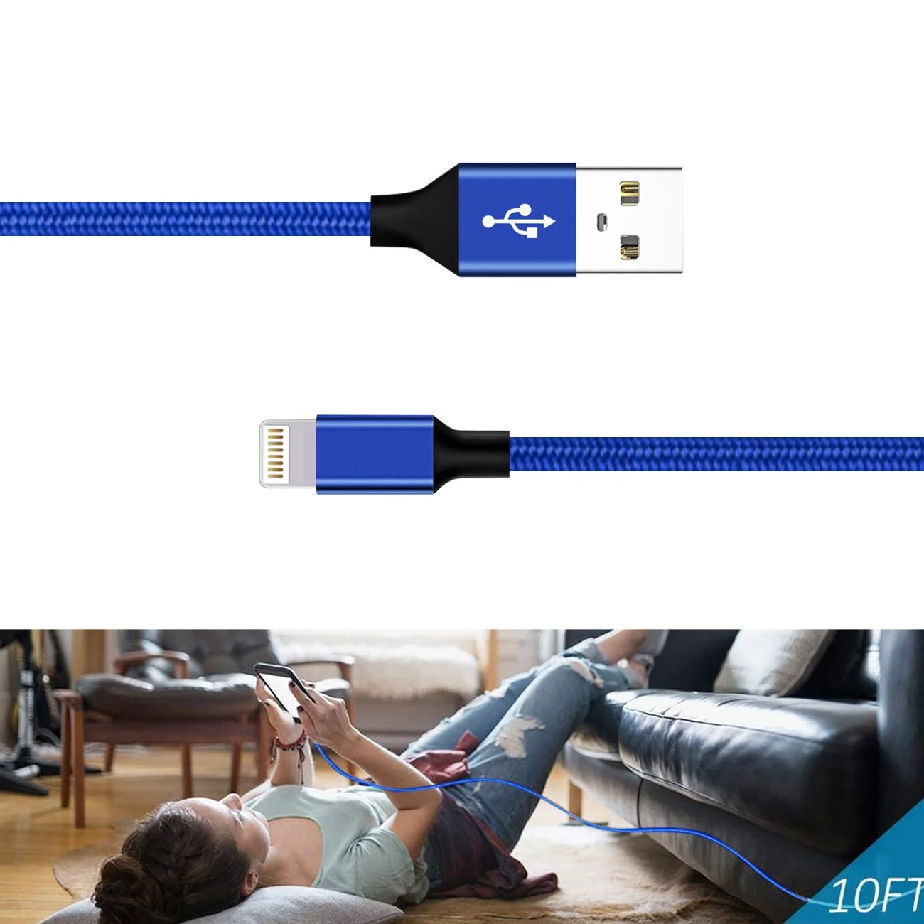 10FT USB Cable for IOS in Silver – view 2