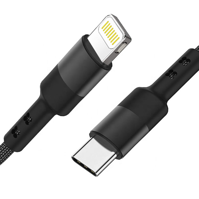 Power Delivery USB-C to 8-PIN Fast Charging & Sync Nylon-Braided 10FT Cable in Black – view 3