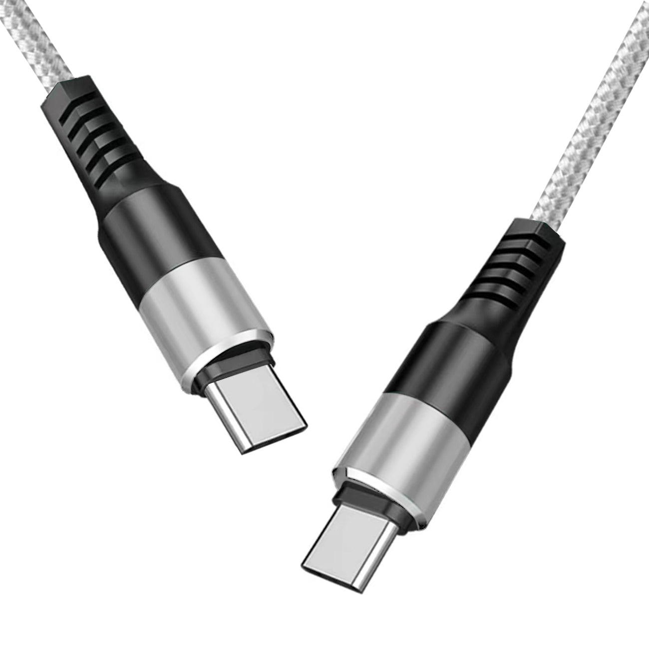 Power Delivery USB-C to C Fast Charging & Sync Nylon- Braided 10 FT Cable in Silver – view 2