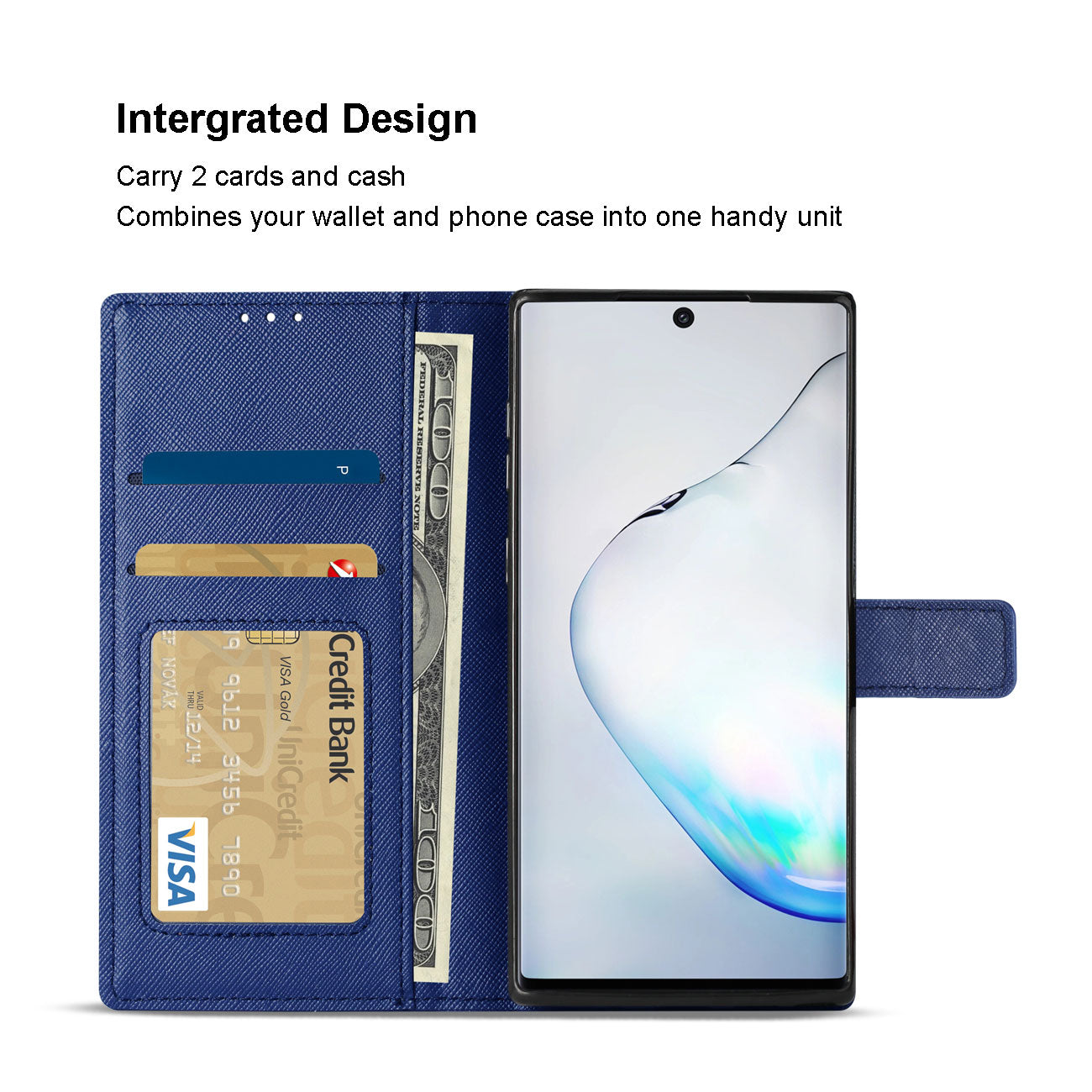 Reiko Samsung Galaxy NOTE 10 3-In-1 Wallet Case In BLUE – view 3