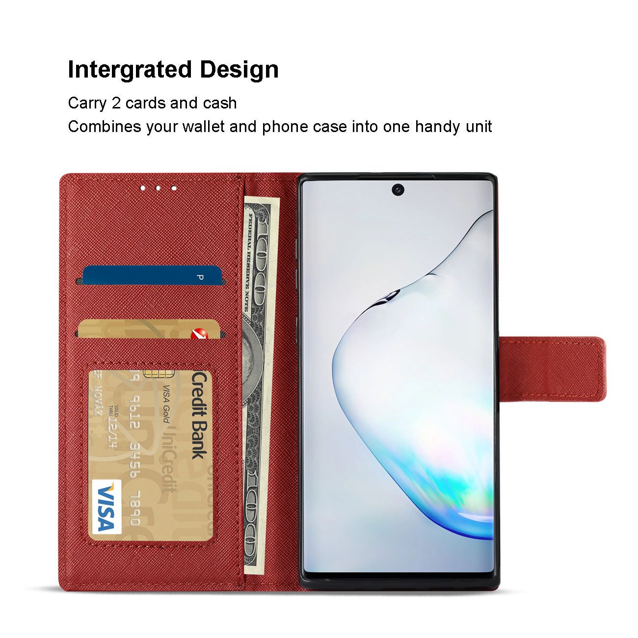 Reiko Samsung Galaxy NOTE 10 3-In-1 Wallet Case In RED – view 3
