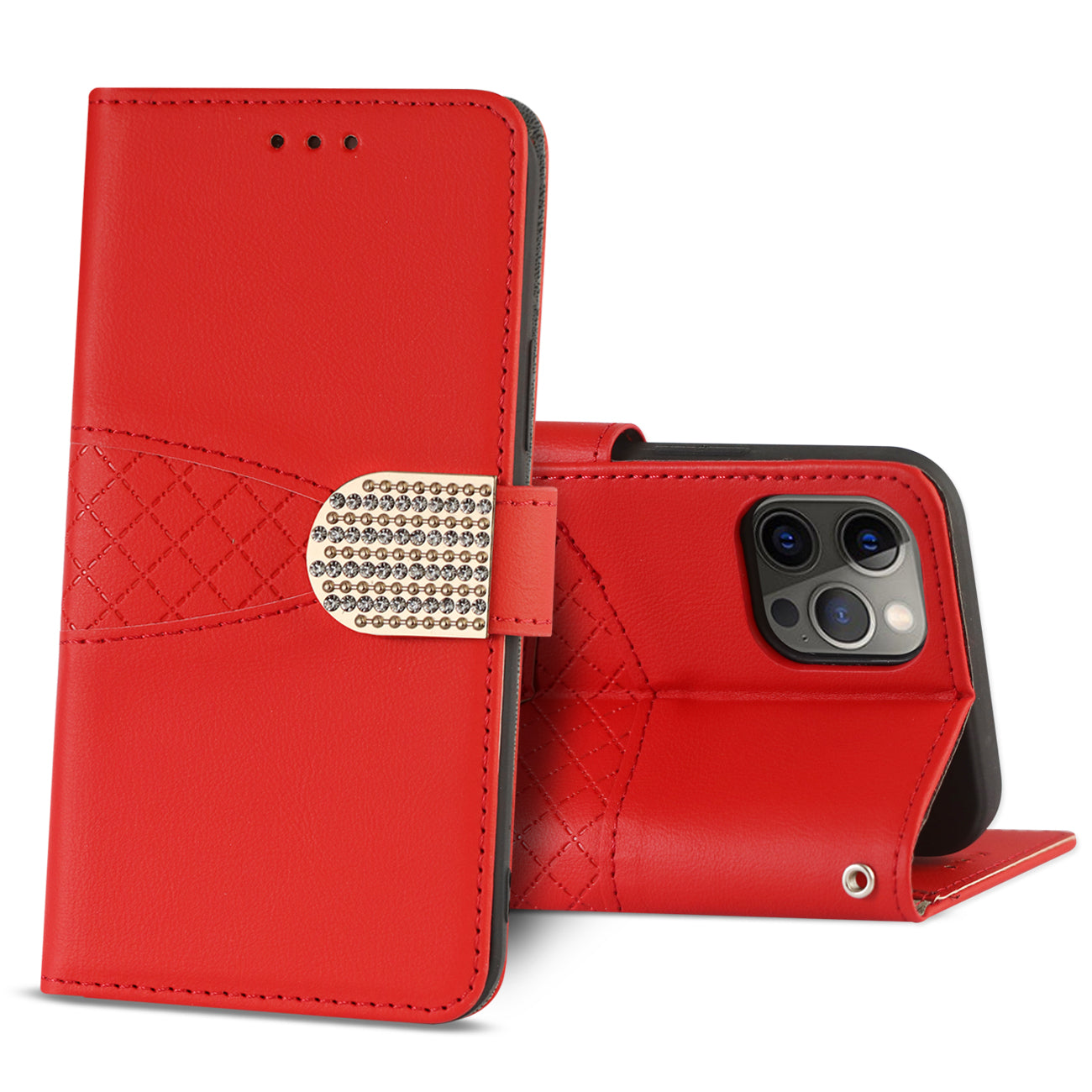 Reiko 3-In-1 Wallet Case for iPhone 12/iPhone 12 Pro in Red