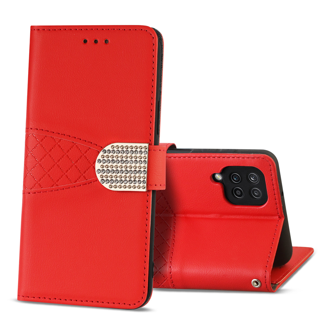 Reiko Samsung Galaxy A12 5G 3-In-1 Wallet Case in Red