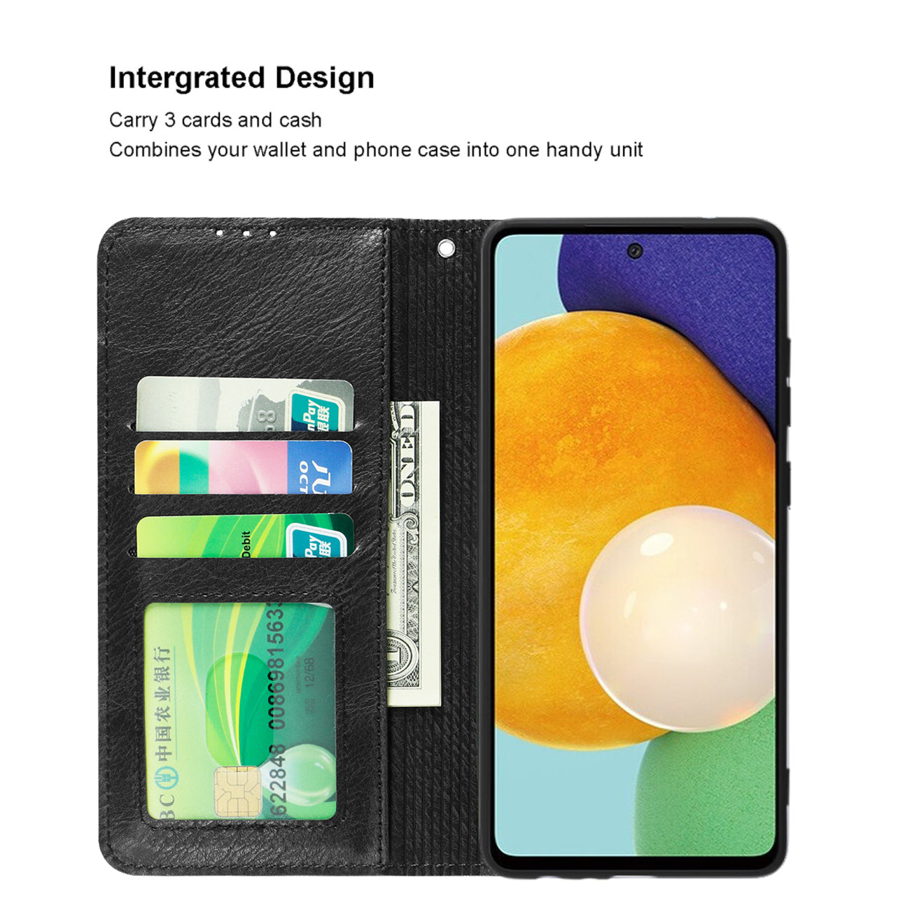 Reiko Samsung Galaxy A52/5G 3-In-1 Wallet Case in Black – view 3