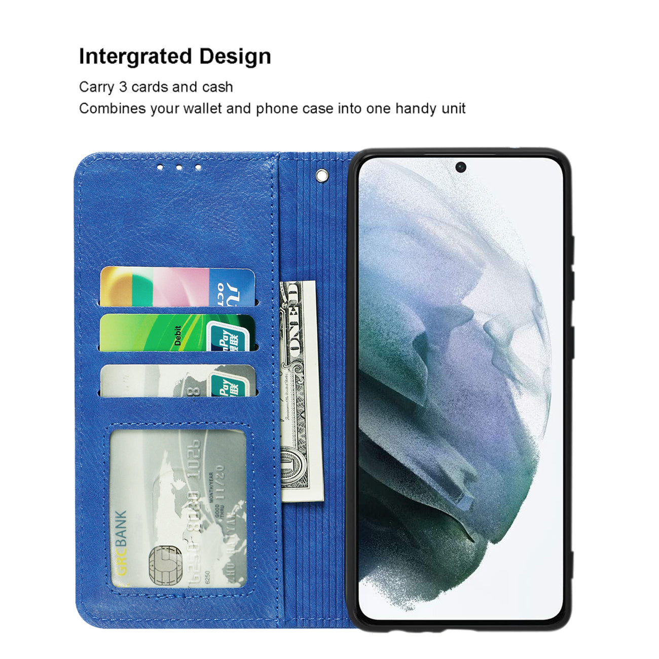 Reiko Samsung Galaxy S21 FE 3-In-1 Wallet Case in Blue – view 3