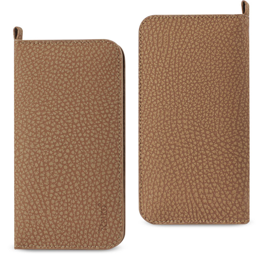 Reiko Universal Wallet Phone Case with Side Pockets and Magnetic Flap for iPhone 6 /6S (5.59x2.79x0.42 Inches) in Brown