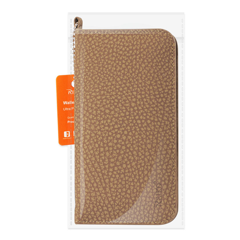 Reiko Universal Wallet Phone Case iPhone 6 Plus/ 6S Plus/ 7 Plus/ Samsung Galaxy S8 Edge with Side Pockets and Magnetic Flap in Brown (6.37x3.21x0.43 Inches Slim) – view 4