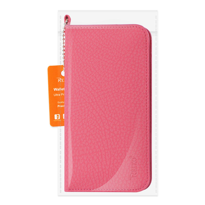 Reiko Universal Wallet Phone Case iPhone 6 Plus/ 6S Plus/ 7 Plus/ Samsung Galaxy S8 Edge with Side Pockets and Magnetic Flap in Hot Pink (6.37x3.21x0.43 Inches Slim) – view 4