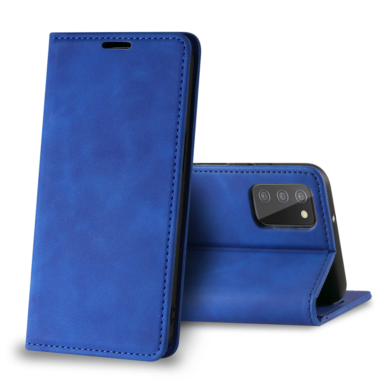 Magnetic wallet Leather phone case for Samsung Galaxy A02S (Blue)