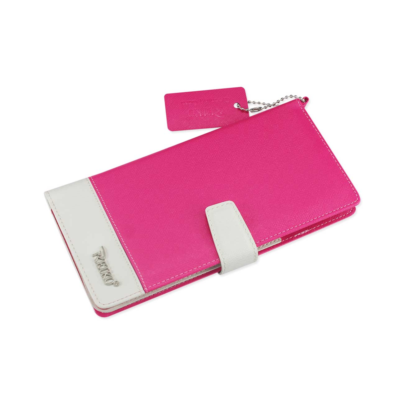 Reiko iPhone 6/ 6S Two Tone Super Wallet Case with Multiple Card Slots in White Hot Pink – view 3