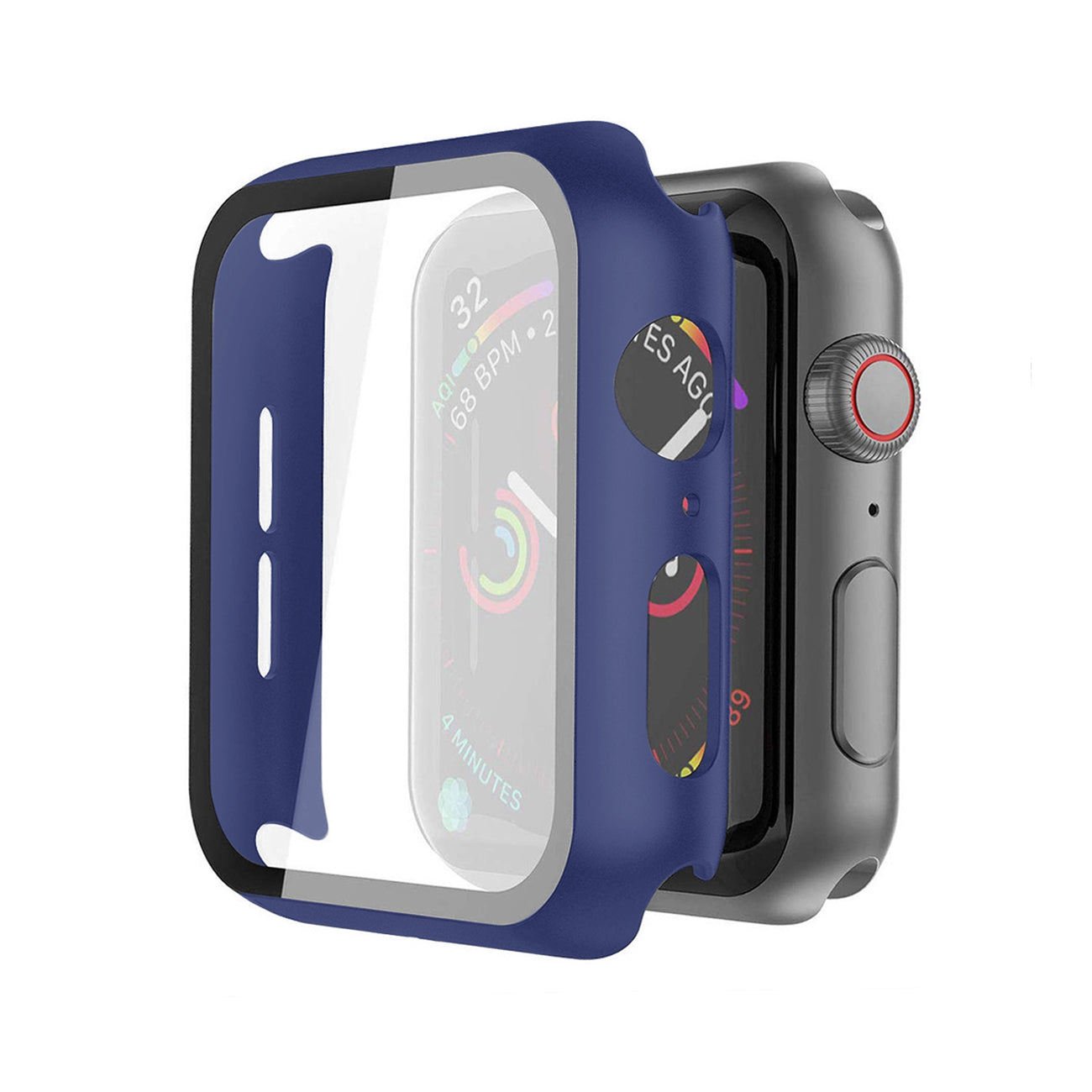 Full Cover tempered glass screen protector with pc case for Apple Watch 40 mm in Navy