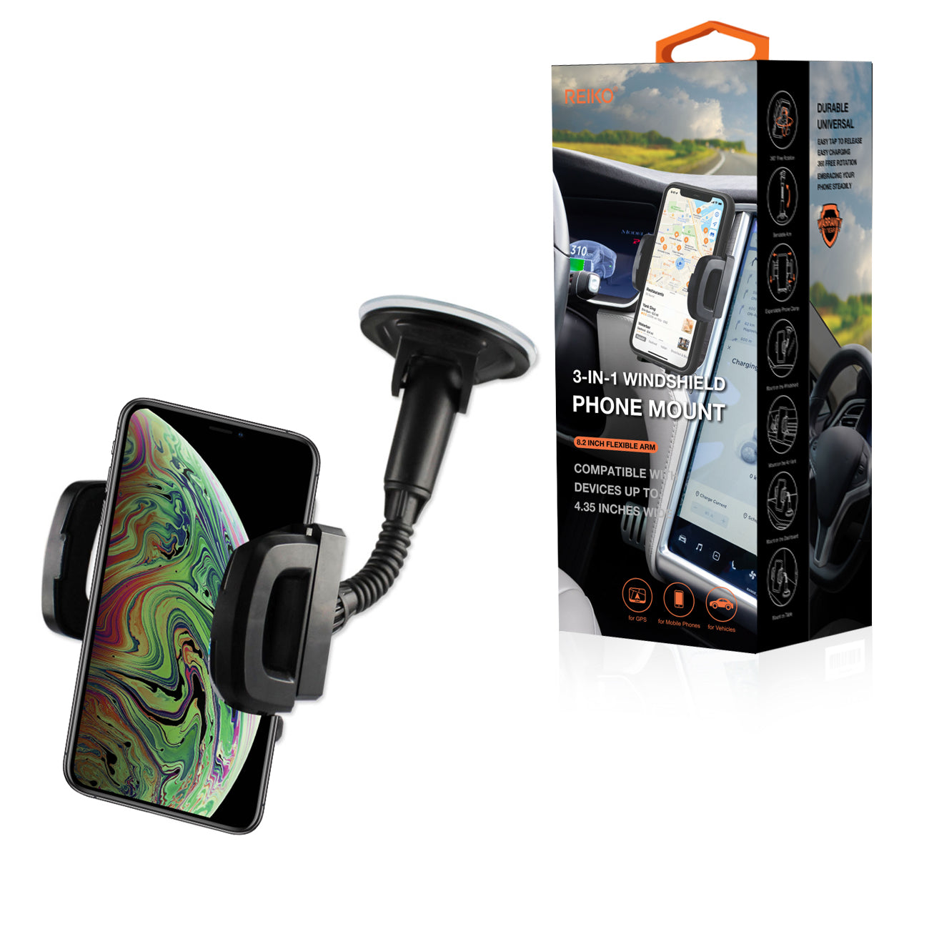 Reiko Universal Suction Glass Window Phone Holder in Black