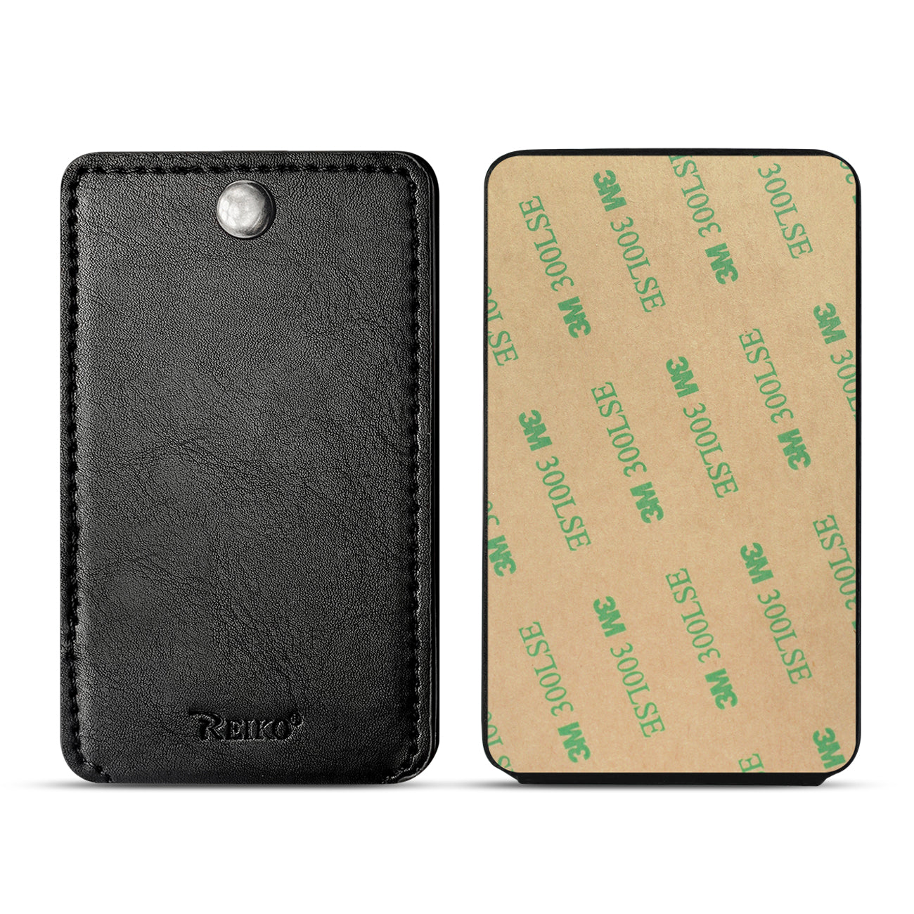 Leather Adhesive Foldable Pocket Card Holder with Two Slots in Black – view 4