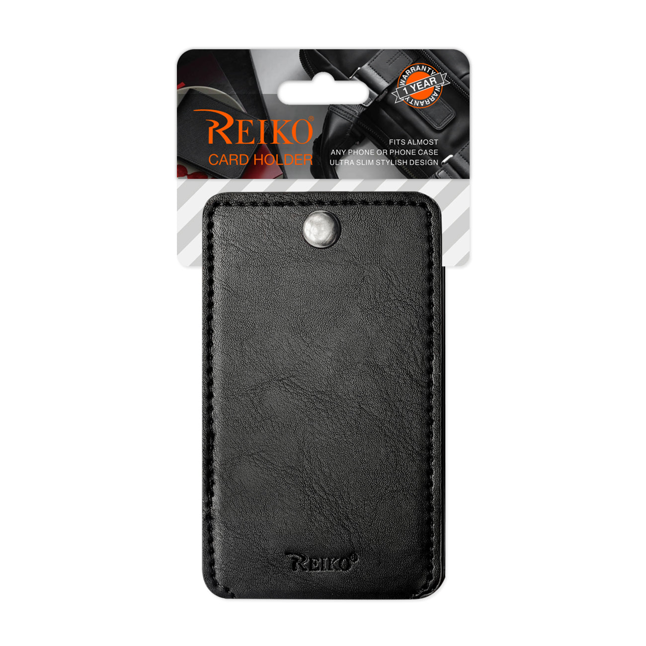 Leather Adhesive Foldable Pocket Card Holder with Two Slots in Black – view 2