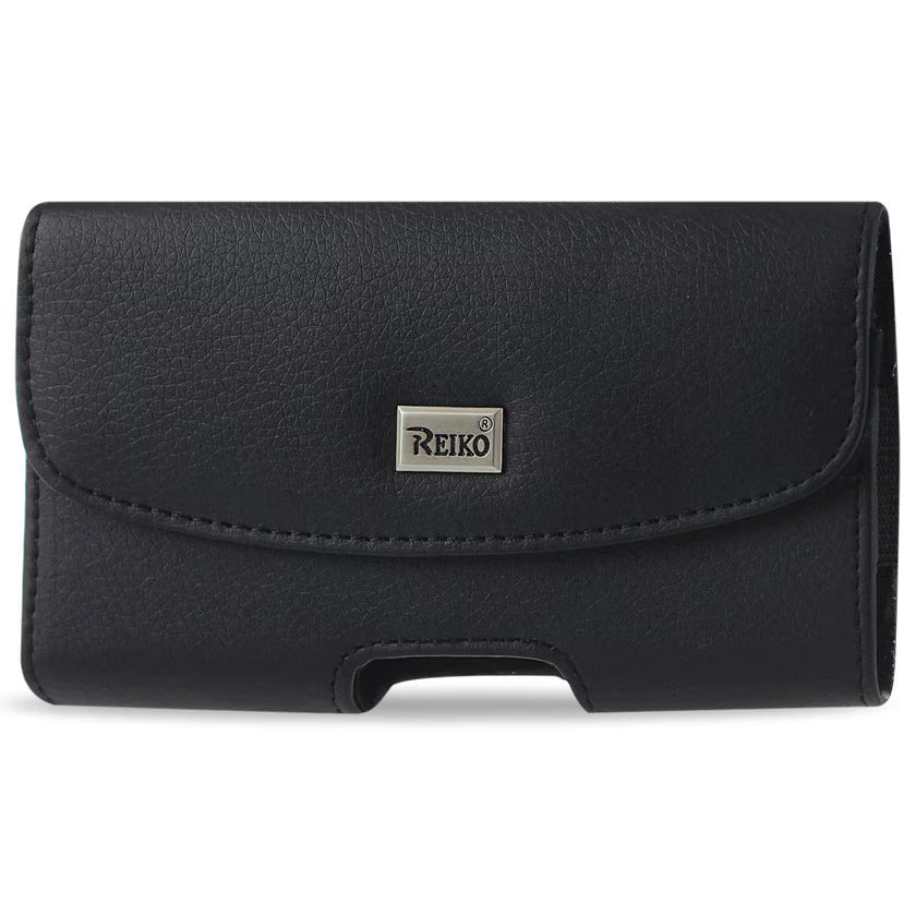 Reiko Horizontal Leather Pouch with Magnetic Clasp in Black (3.8x3.5x0.8 Inches) – view 2