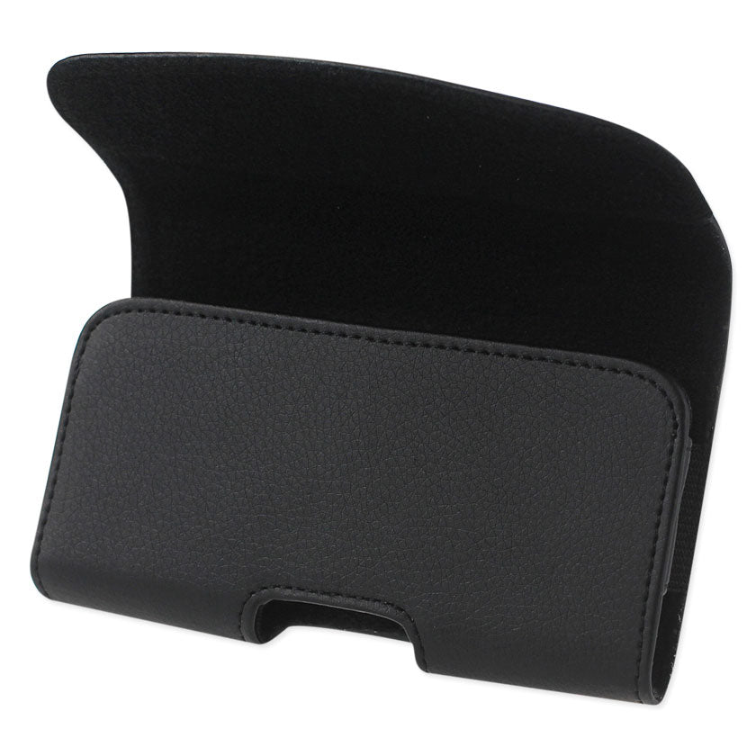 Reiko Horizontal Leather Pouch With Embossed Logo in Black (7.0X3.9X0.7 Inches) – view 4