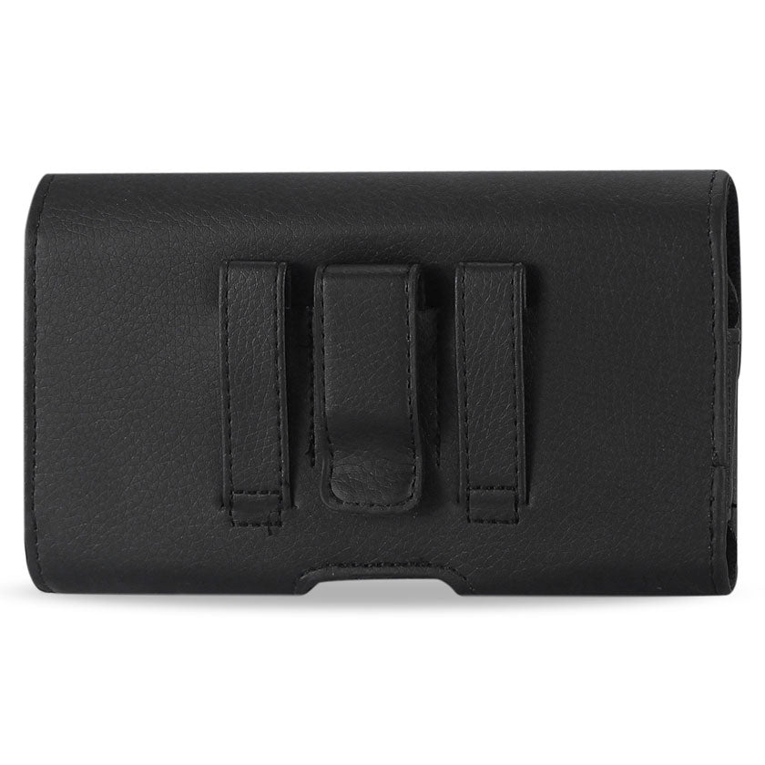 Reiko Horizontal Leather Pouch With Embossed Logo in Black (7.0X3.9X0.7 Inches) – view 3