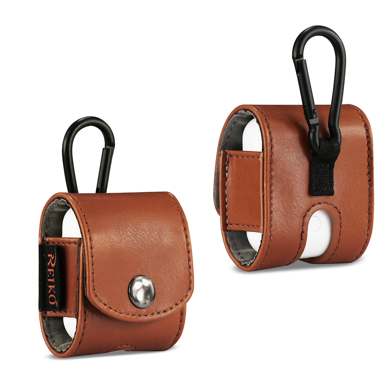 Reiko leather Case for Airpod in Brown – view 2