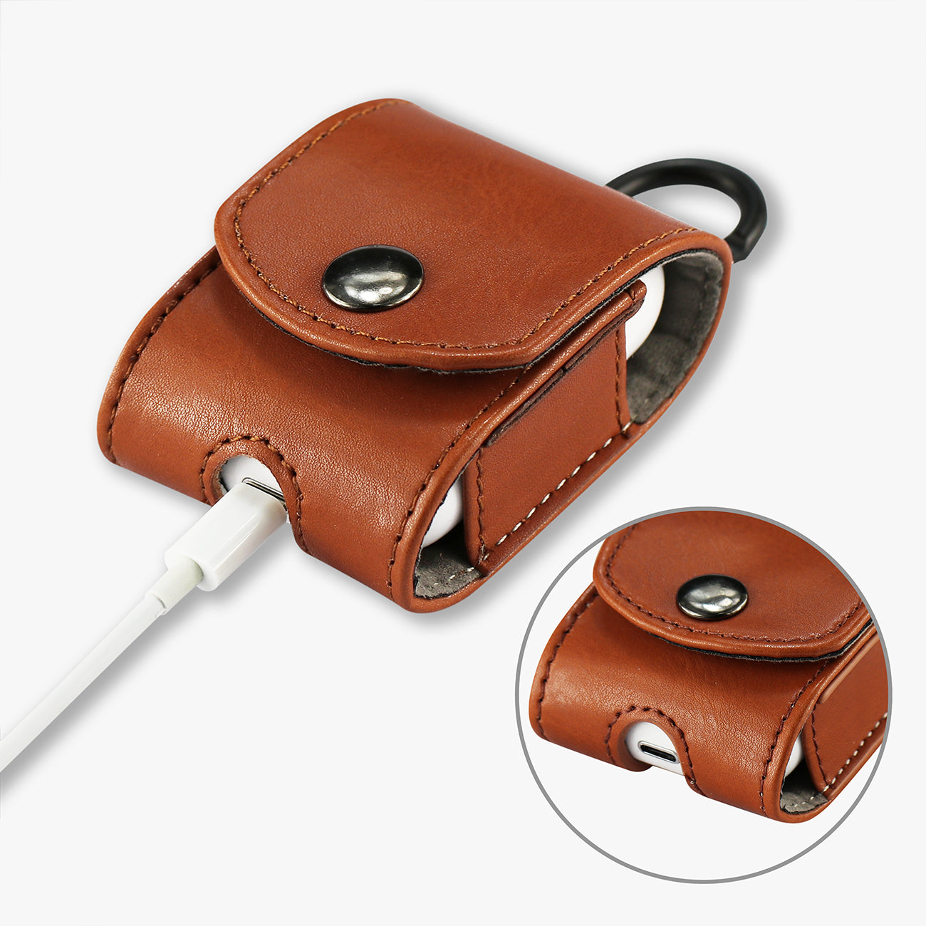 Reiko leather Case for Airpod in Brown – view 3
