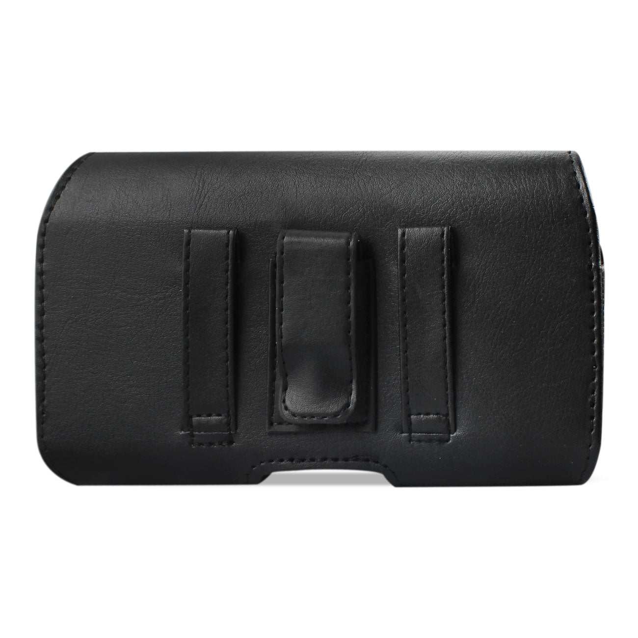 Reiko Horizontal Leather Pouch With Z Lid Pattern With Embossed Logo in Black (7.0X3.9X0.7 Inches) – view 3