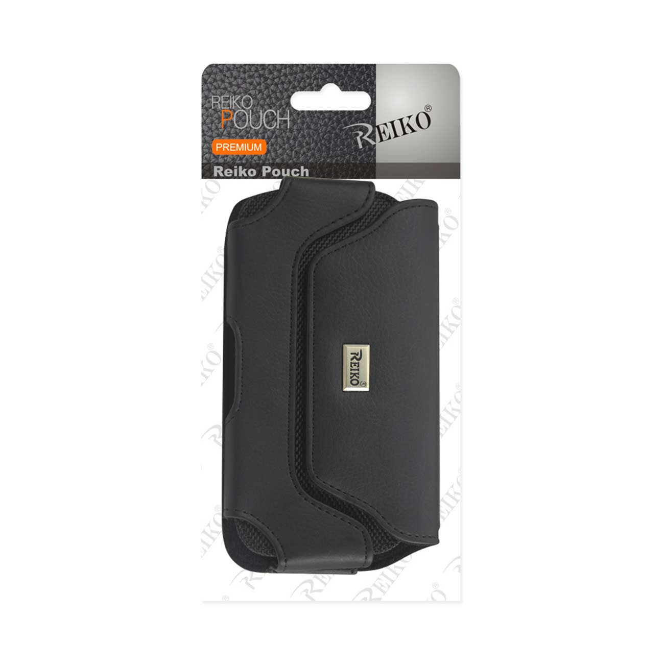Reiko Horizontal Leather Pouch with Magnetic Closure in Black (6.4x3.5x0.7 Inches)