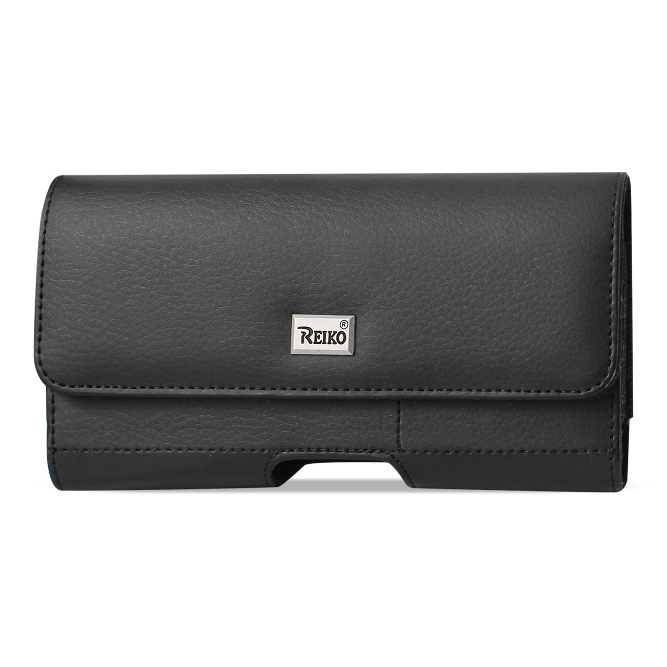 Reiko Horizontal Leather Pouch With Card Holder in Black (6.6X3.5X0.7 Inches)