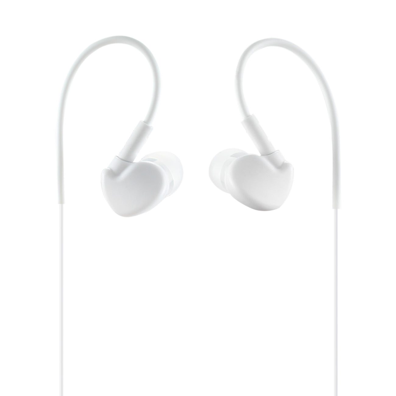 Universal Sport Stereo Earphones W. Tangle Free Noodle Cable and Mic in White – view 2