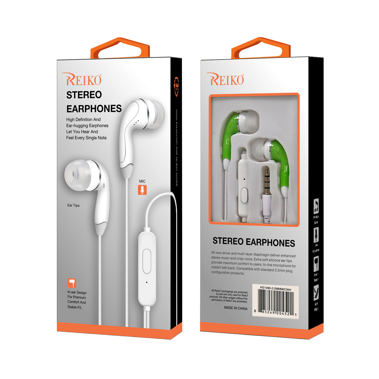 Reiko In-ear Headphones with Mic in Green – view 2