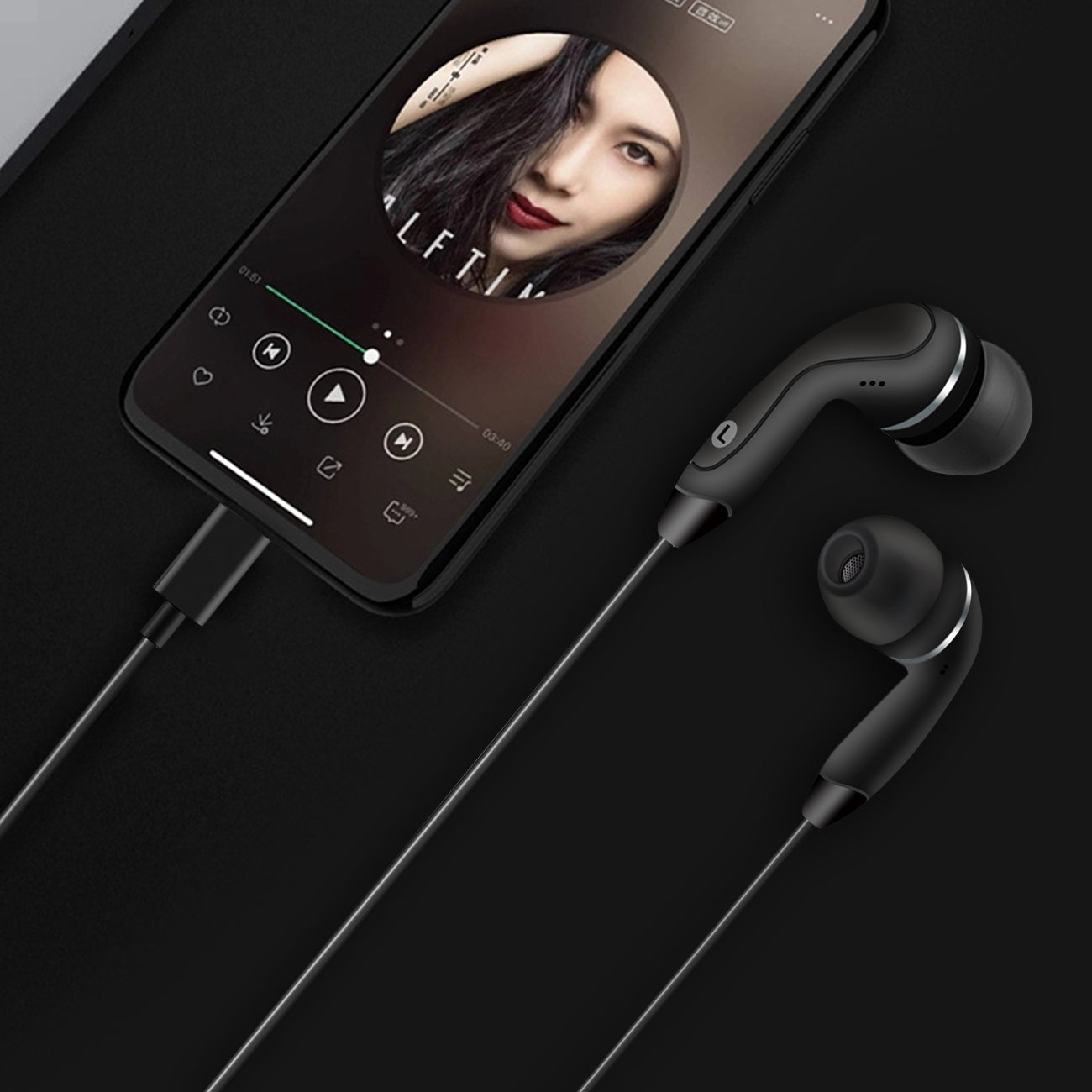 Reiko In-ear Headphones with Mic for Type-c in Black – view 3