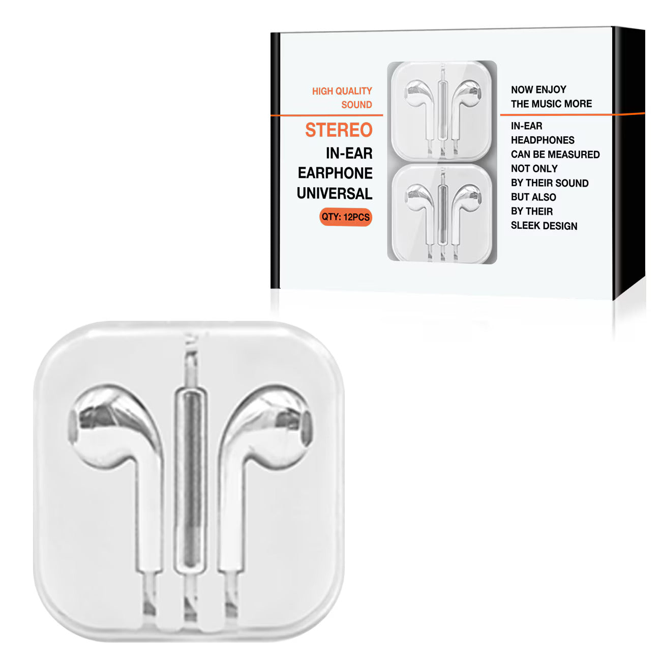 3.5mm Circular Earbuds with Mic and Volume Control in Silver (12pcs)
