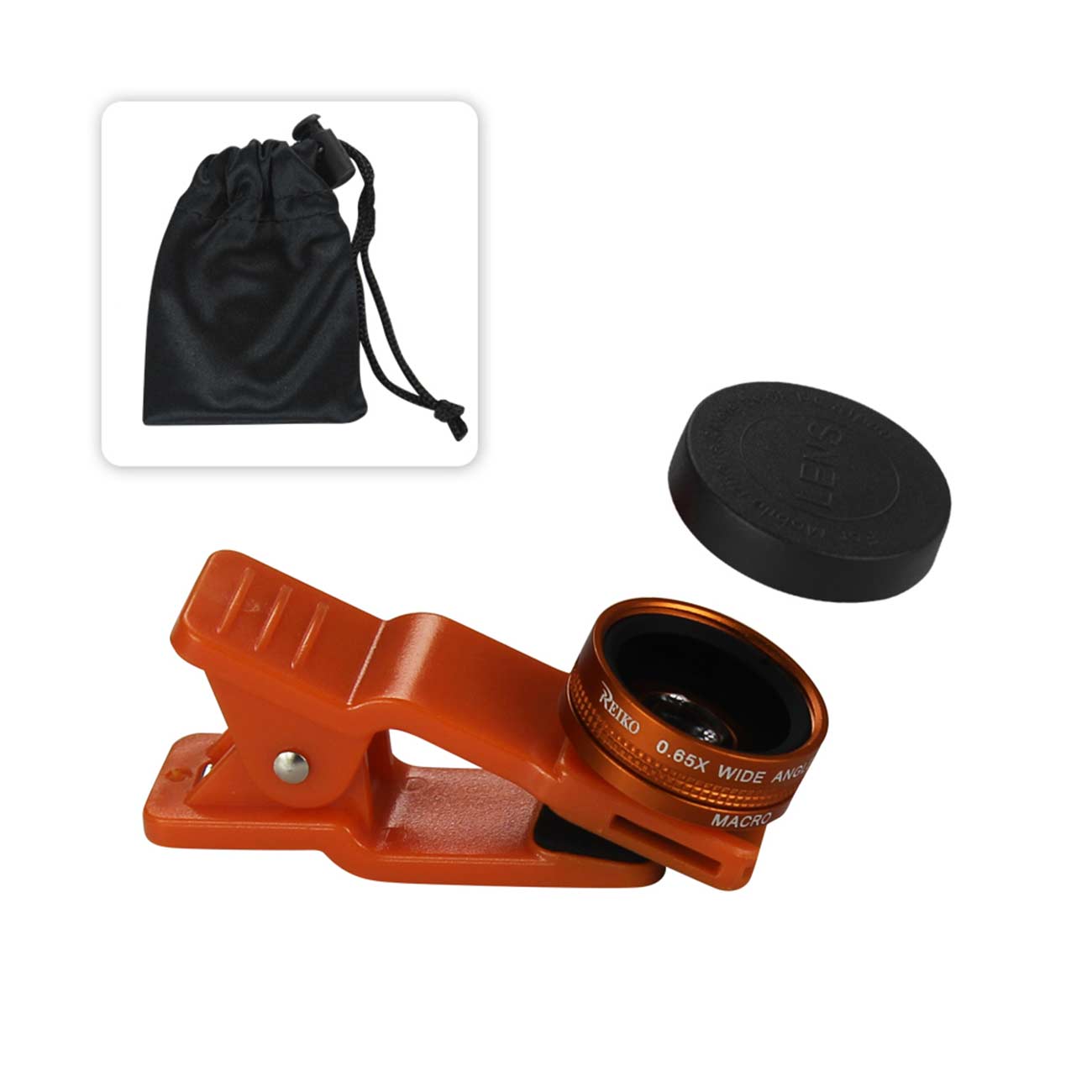 HD Camera Lens Kit Built in 10X Macro Lens and 100 Degree Wide Angle Orange for Phones