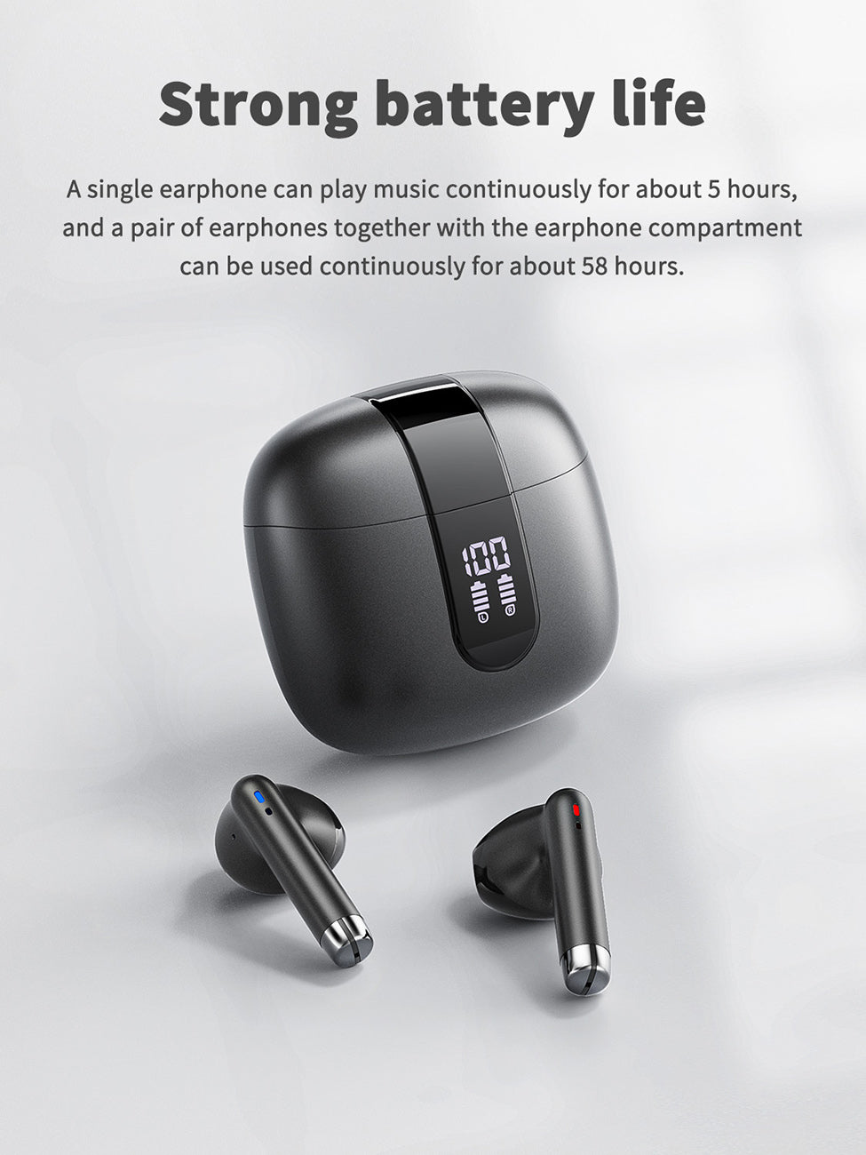 320mAh BT 5.4 Type-C black Clear sound black long battery life wireless earbuds True Wireless Stereo – view 4