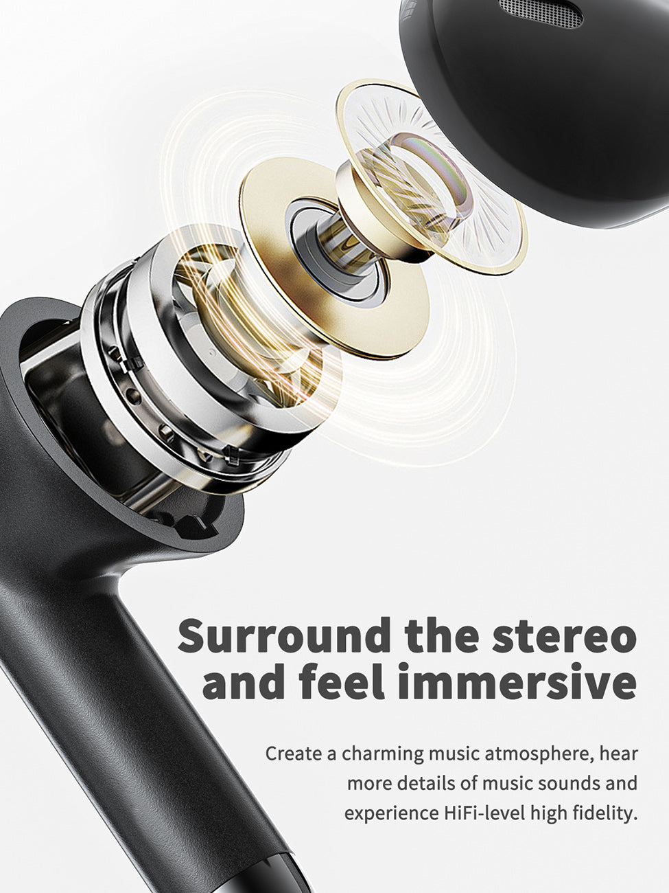 320mAh BT 5.4 Type-C black Clear sound black long battery life wireless earbuds True Wireless Stereo – view 6