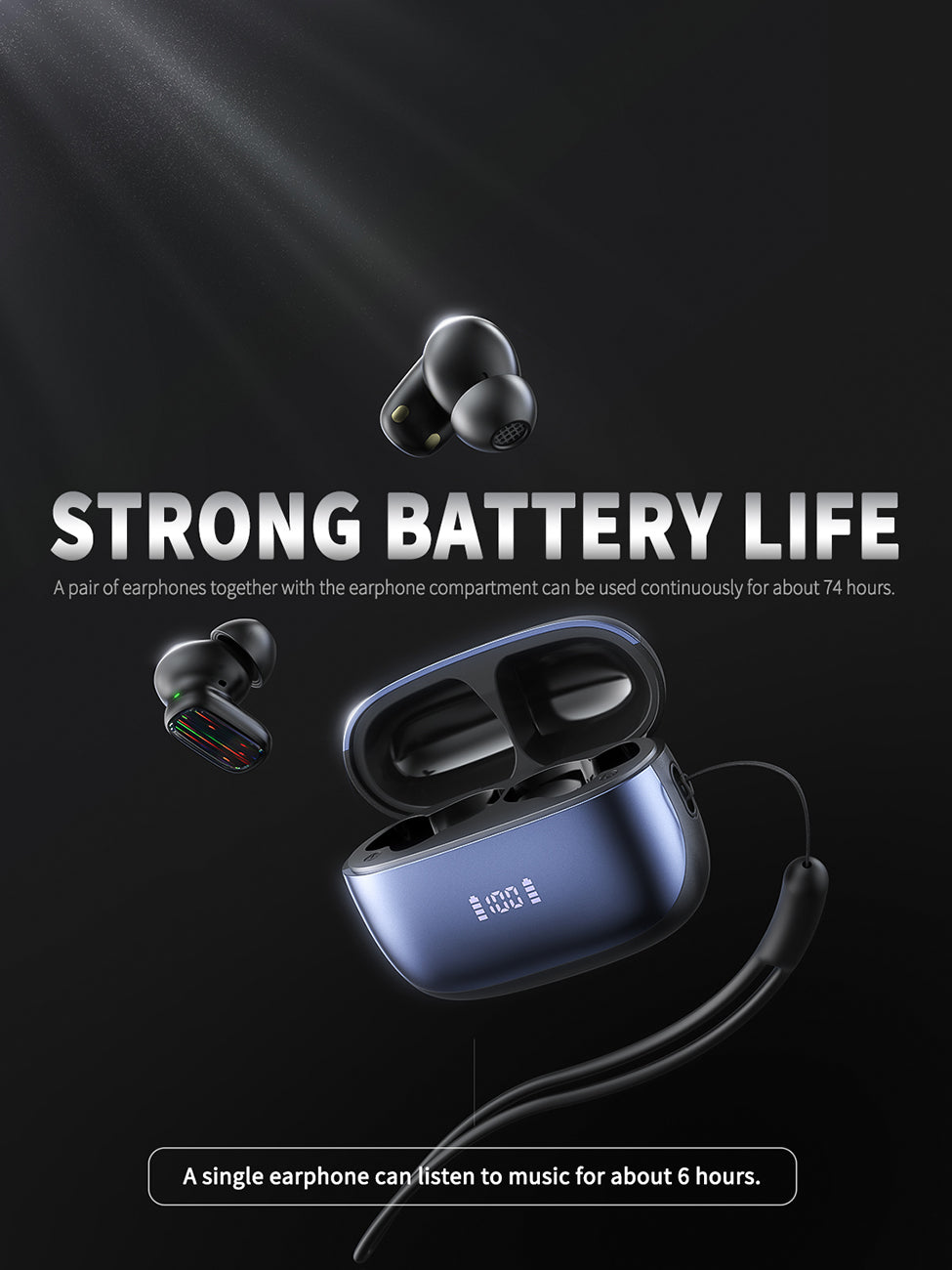400mAh BT 5.4 Type-C black Clear sound black long battery life wireless earbuds True Wireless Stereo – view 5