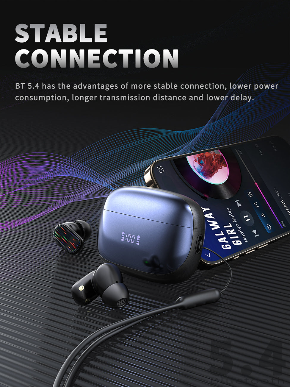 400mAh BT 5.4 Type-C black Clear sound black long battery life wireless earbuds True Wireless Stereo – view 6