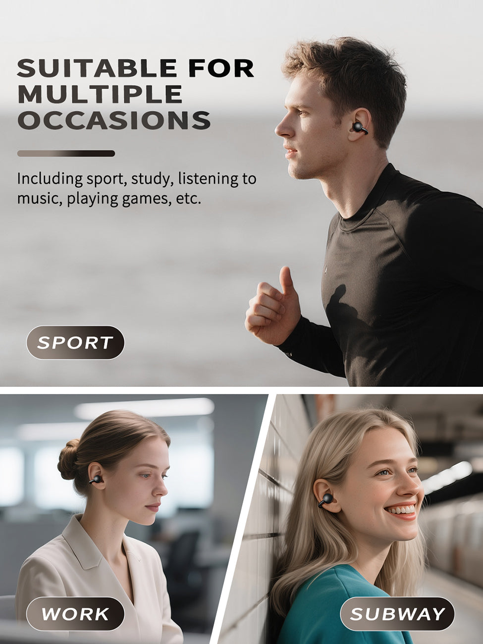 300mAh BT 6.0 Type-C Clear sound long battery life wireless earbuds True Wireless Stereo in white – view 3