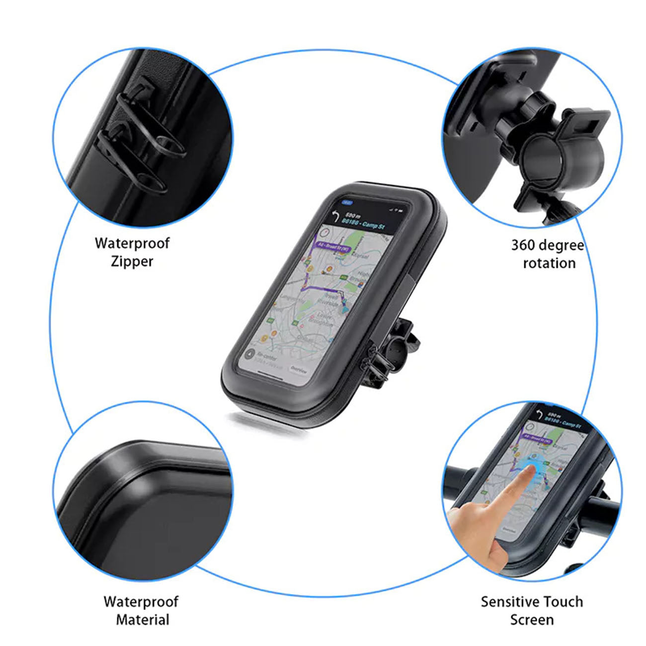 360 degree Rotation Universal Detachable Bicycle Motorbike holder 6.3 inch Cell Phone Holder – view 6