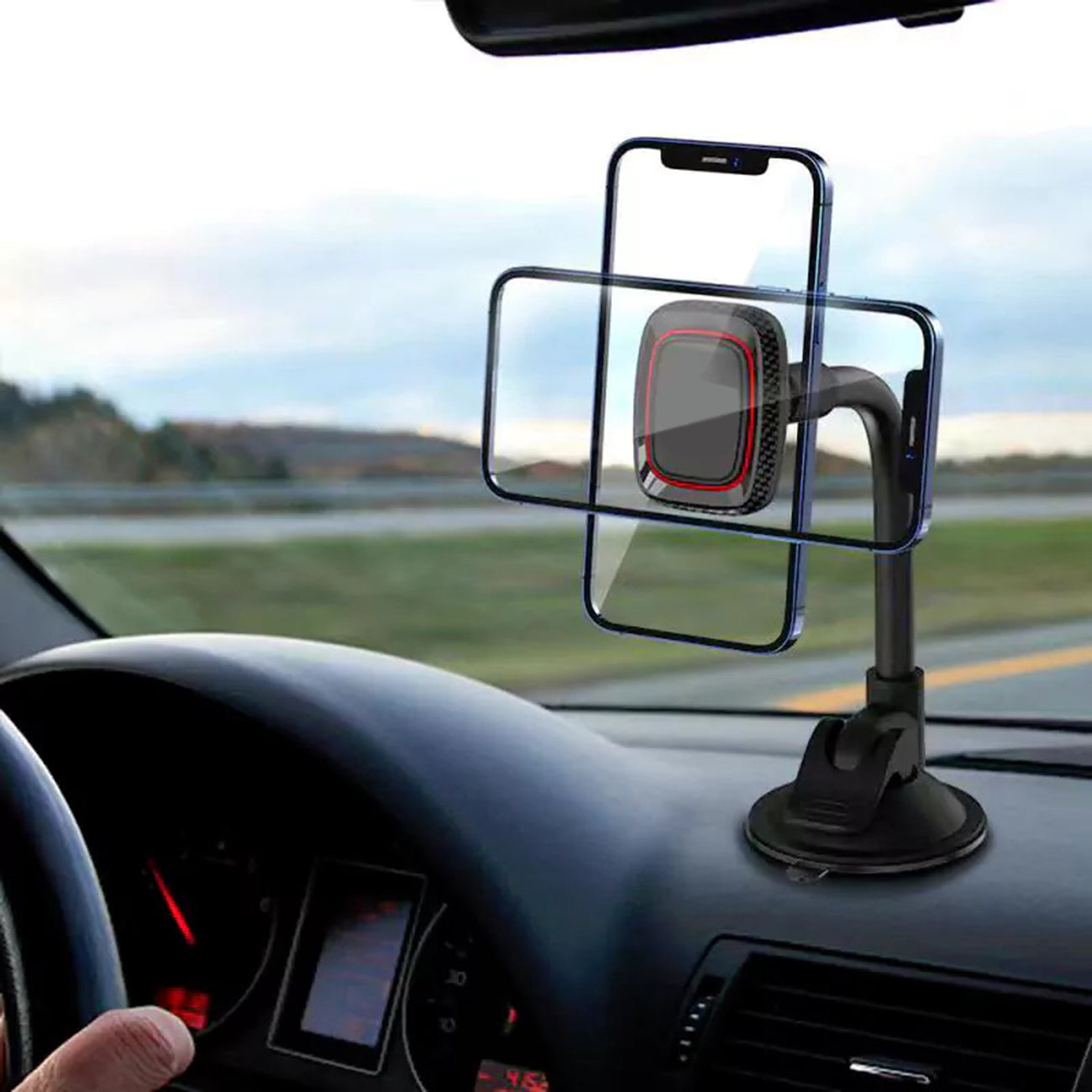 Universal 360-degree rotation Dashboard or windshield Magnetic Phone Holder for Car with Long Arm – view 4