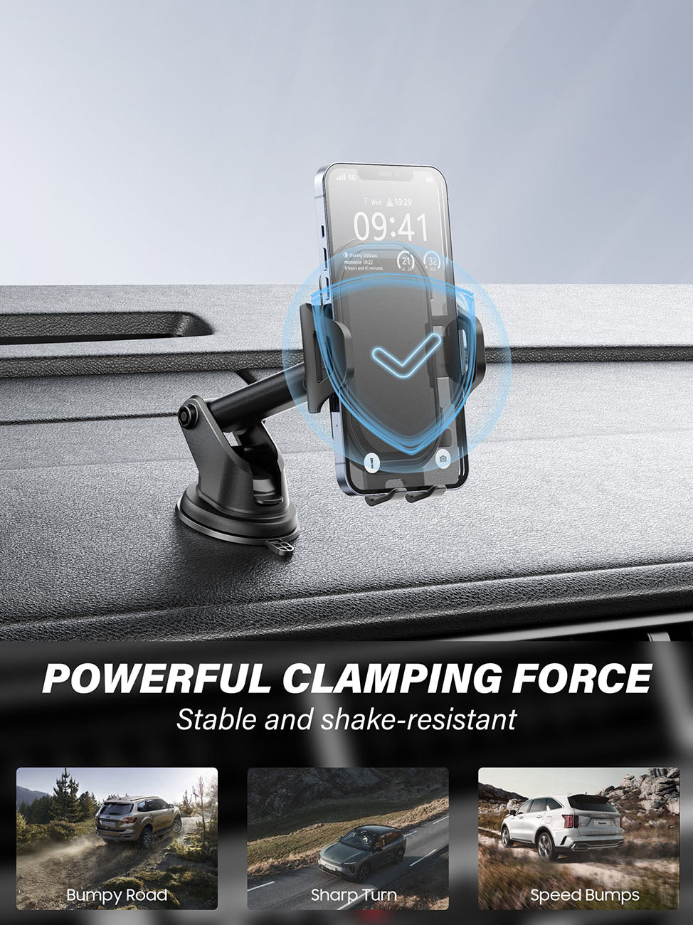 Universal Phone Holder for Dashboard or Windshield Clip Type Strong Anti-Shake Foldable for Phones – view 4