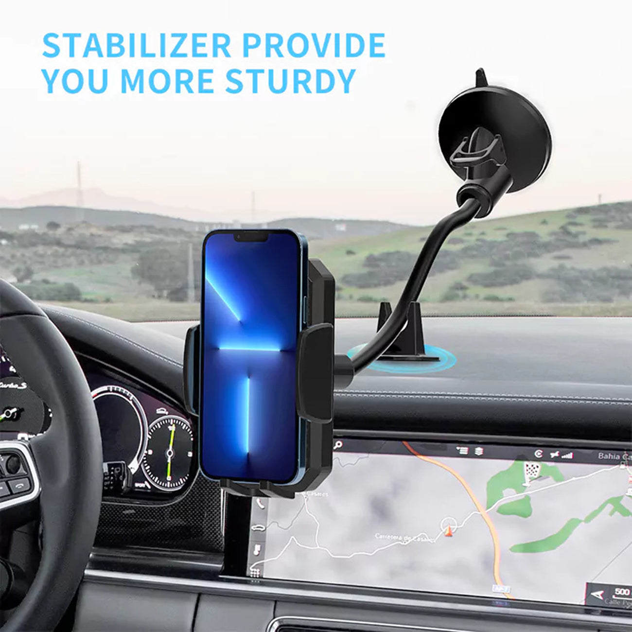 Universal Phone Holder Strong Hold Anti-Shake Flexible Aluminum Alloy Hose Design Windshield – view 2