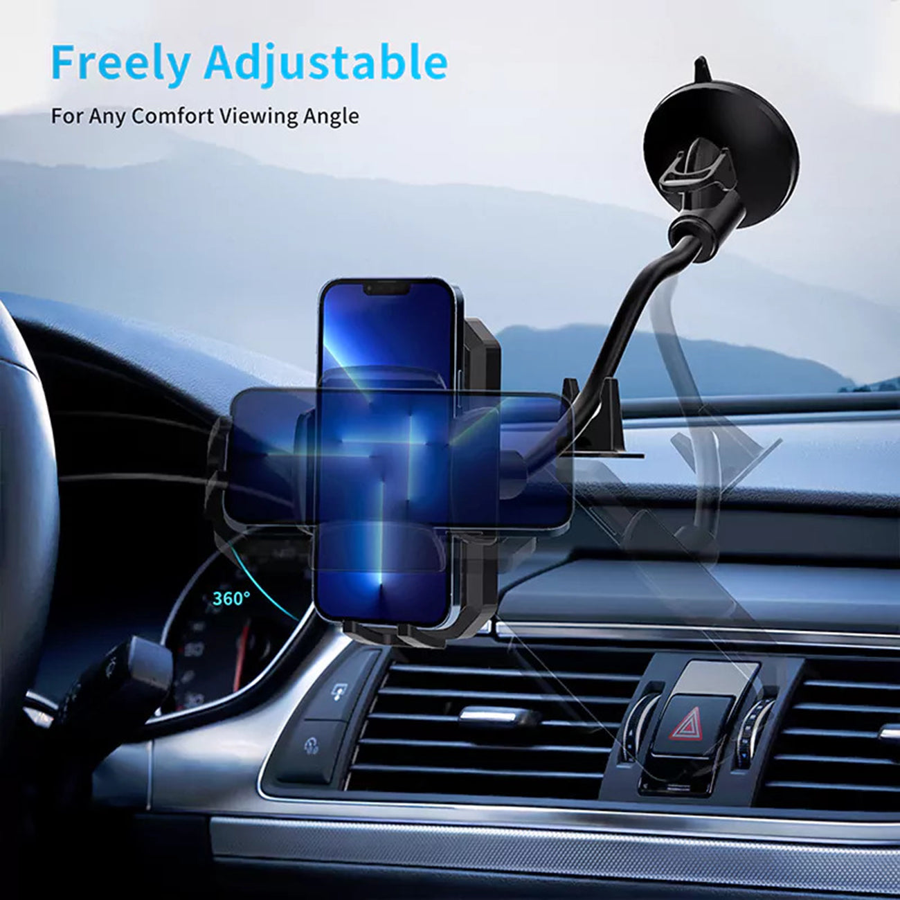 Universal Phone Holder Strong Hold Anti-Shake Flexible Aluminum Alloy Hose Design Windshield – view 4