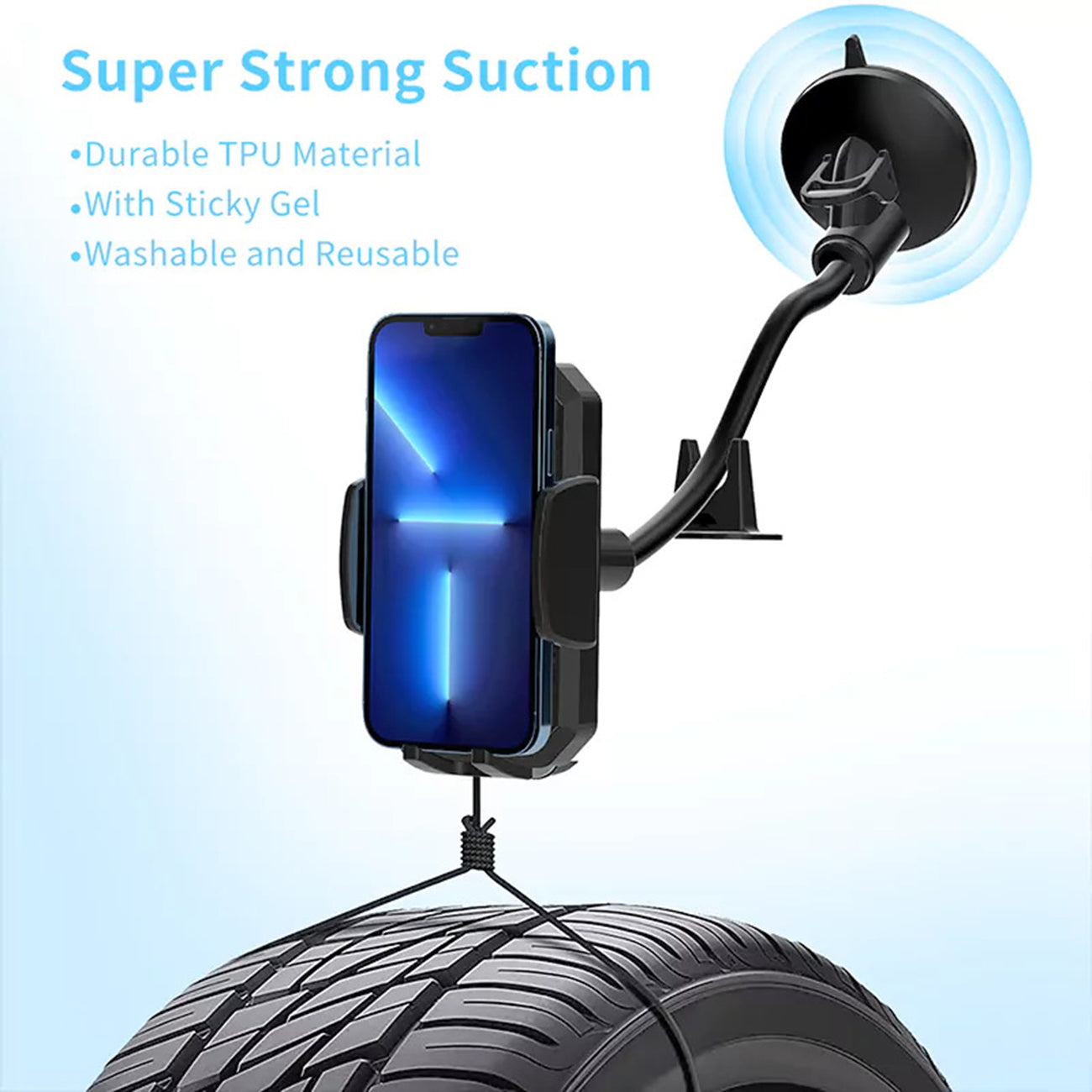 Universal Phone Holder Strong Hold Anti-Shake Flexible Aluminum Alloy Hose Design Windshield – view 5