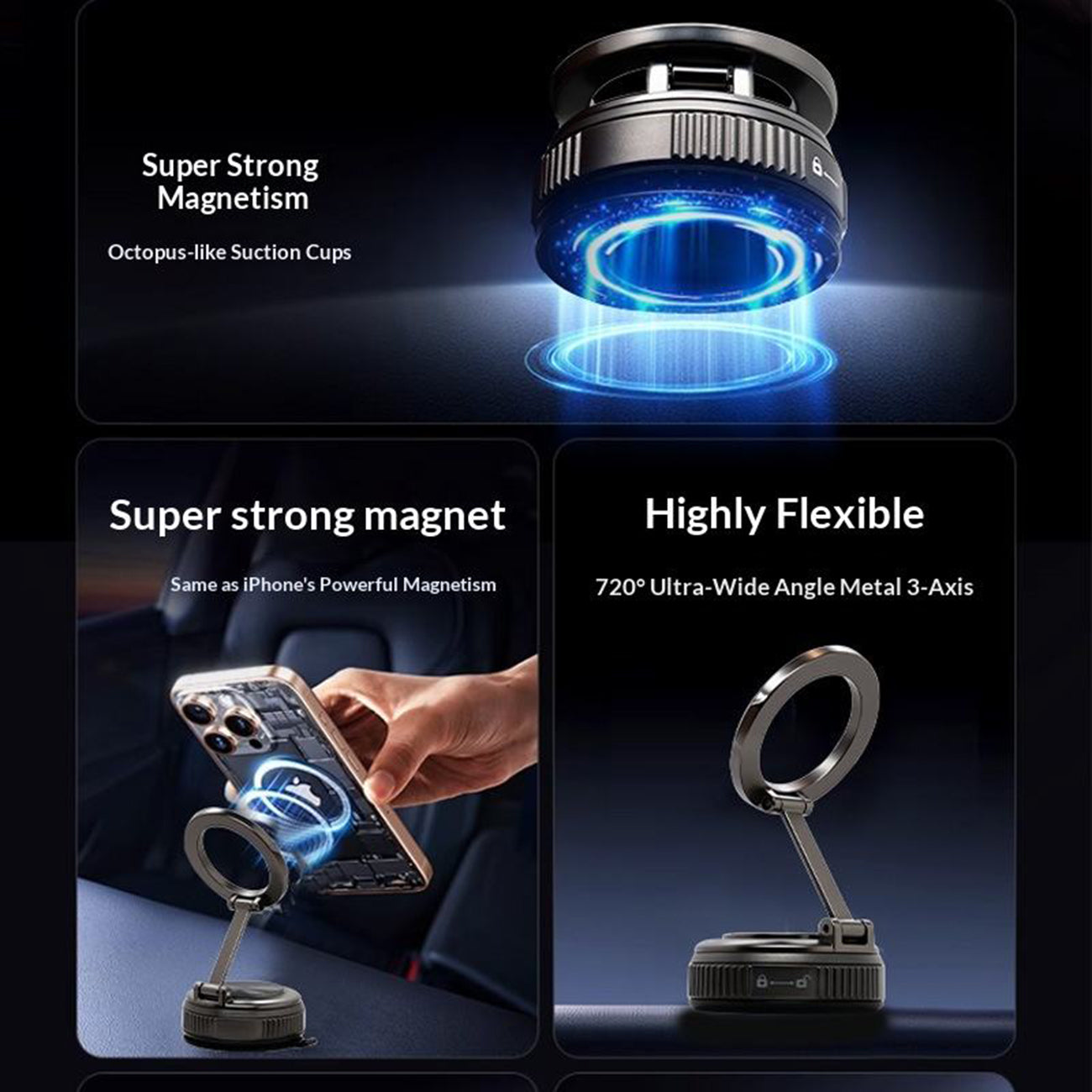 Universal High Quality Magnetic Phone holder, Strong Magnetic, Stable Anti-shake holder for Smartphones – view 3