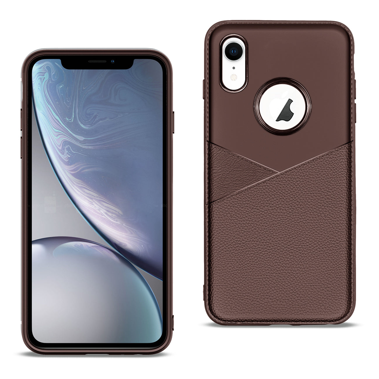 iPhone XR TPU Leather feel Case Leather Fit Flexible Slim Premium Case in Brown