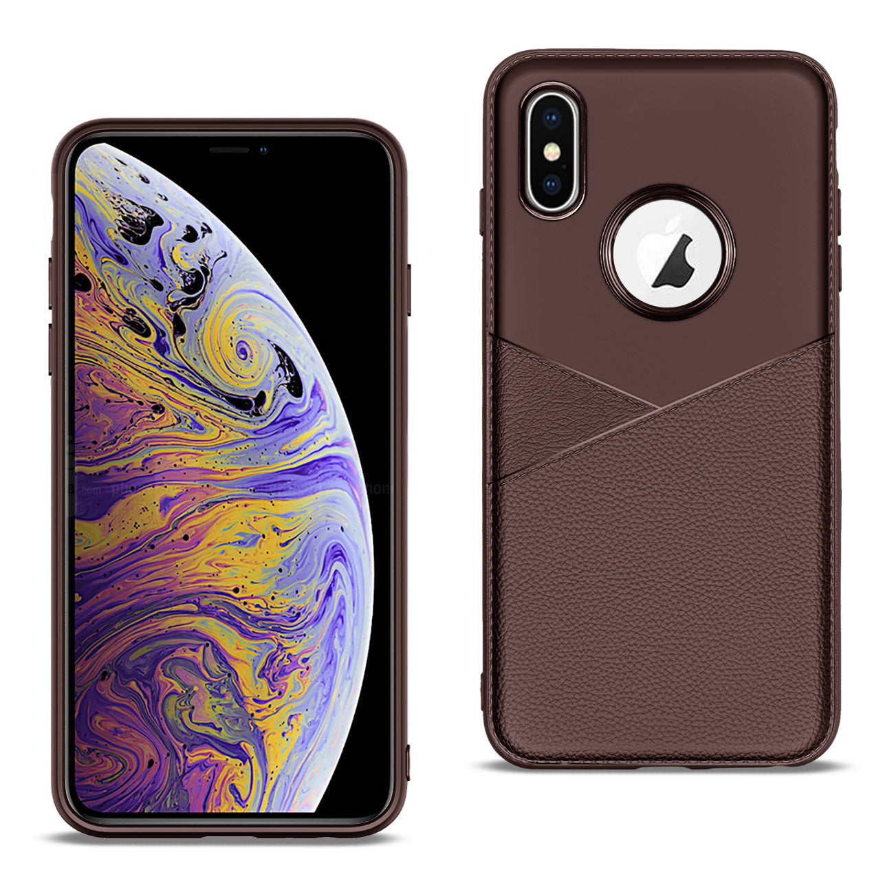 iPhone XS MAX TPU Leather feel Case Leather Fit Flexible Slim Premium Case in Brown