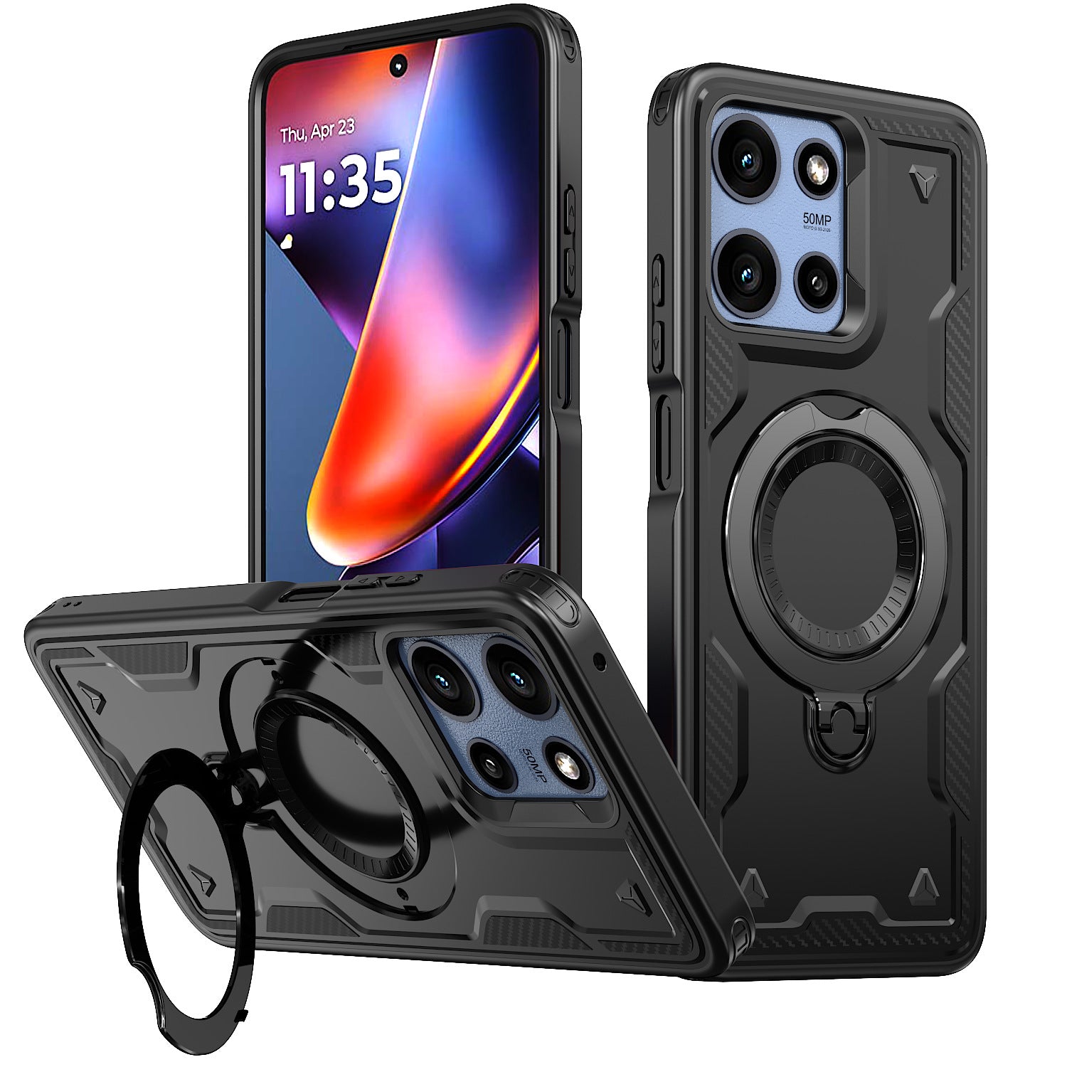 Reiko 360° Rotating Magnetic Versatile Stand Gray Compatible with Motorola Moto G POWER 5G 2025 (PC73-MOTGPOWER-5G(2025)BK)
