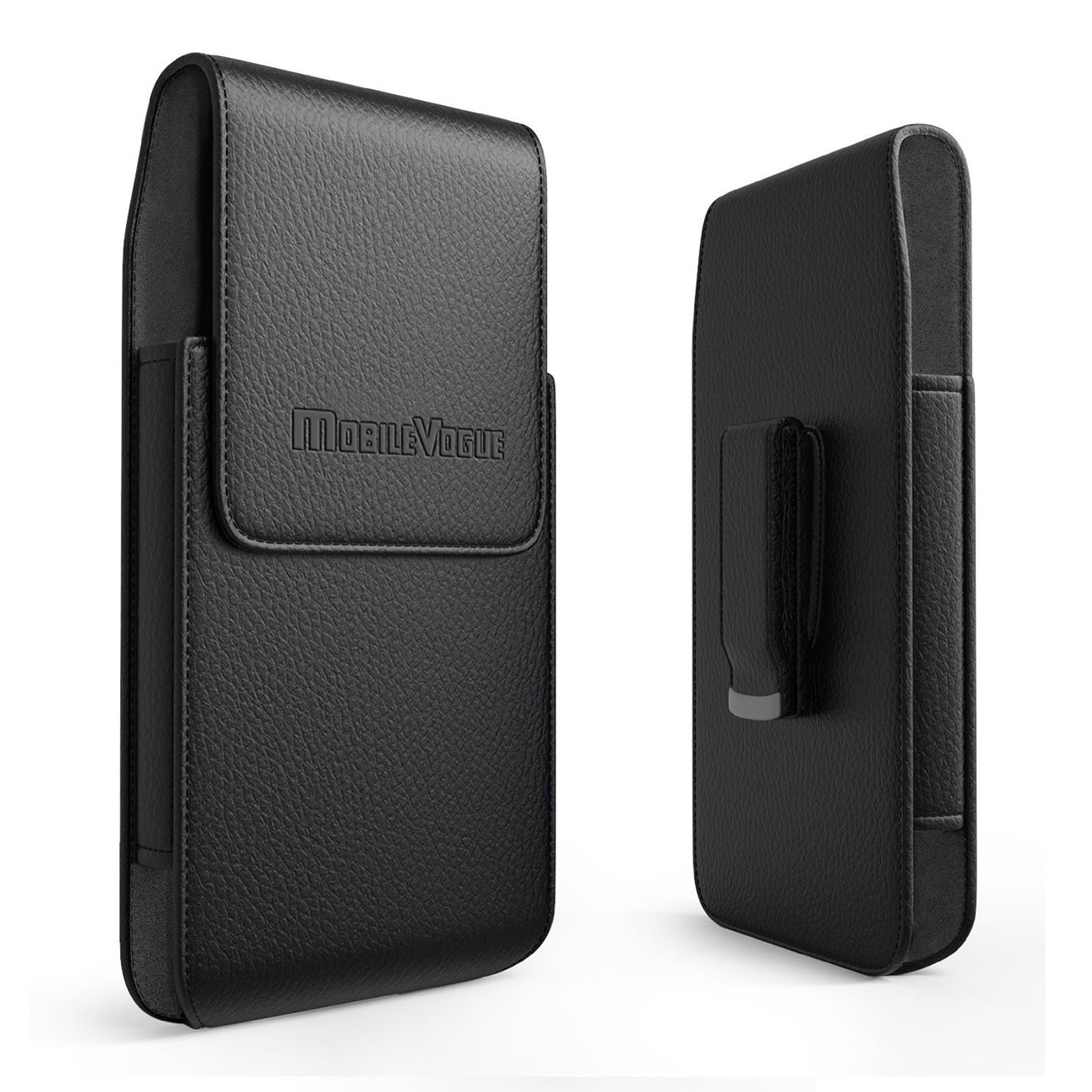 MV Vertical Leather Pouch With Magnetic Closure and Belt Loop in Black (6.1 x 3.2 x 0.7 Inches)