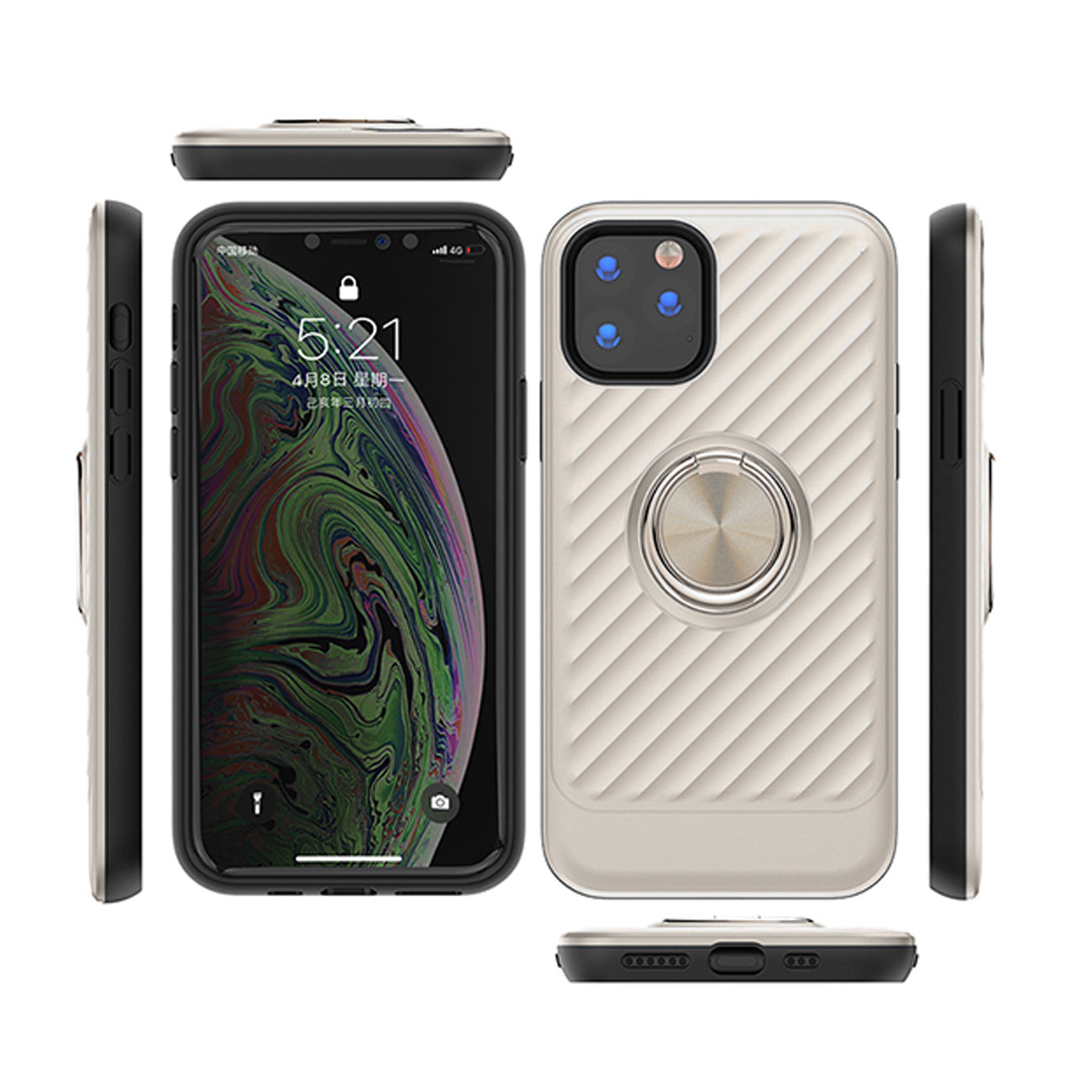 iPhone 11 Pro Case with Ring Holder in Silver