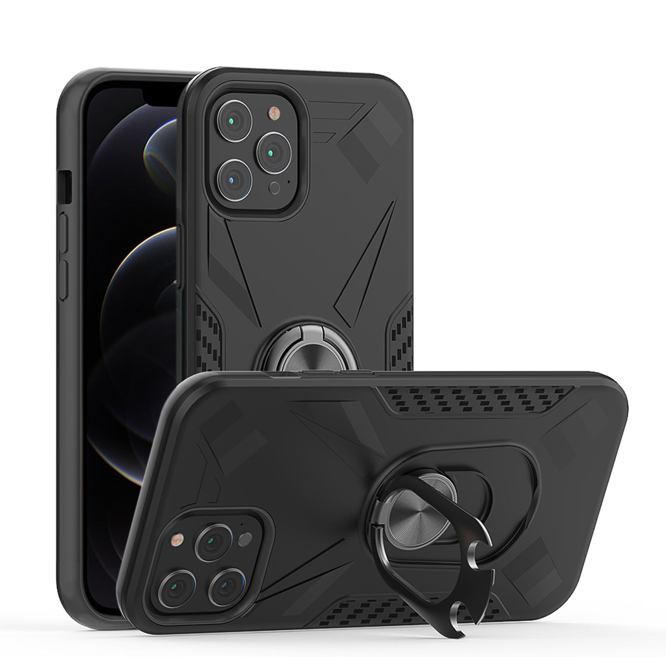 iPhone 12 Pro Max Case with Ring Holder in Black